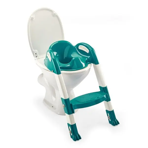 Reductor pentru toaleta Thermobaby, Kiddyloo - Pliabil, cu scarita, Deep Peacock
