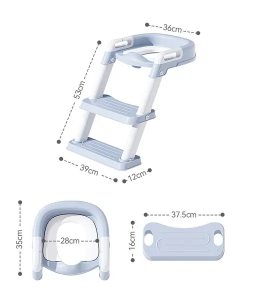 Reductor toaleta pentru copii, Little Mom Kids Steps Green pliabil cu scara, inaltime reglabila in 2 pozitii, suprafata antiderapanda si colac moale