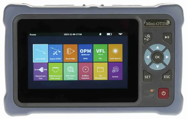 Reflectometru optic, pana la 100km, display touchscreen 4.3 inch, baterie 3.7V, 4000mAh, card memorie 8GB, TS-OTDR