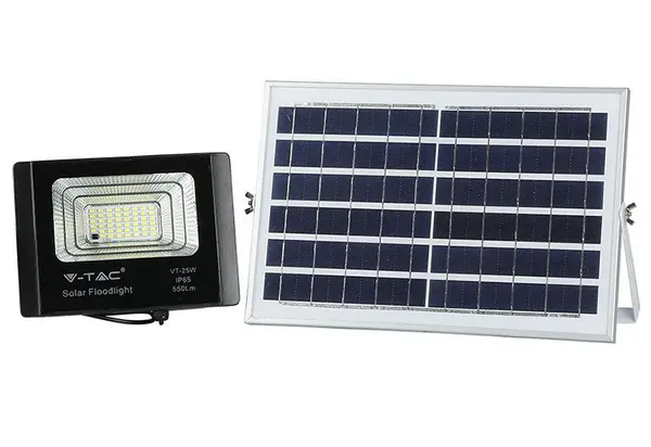 Reflector LED cu panou solar, 12W, 6000K, baterie de 5000mAh, IP65, V-Tac SKU-94006
