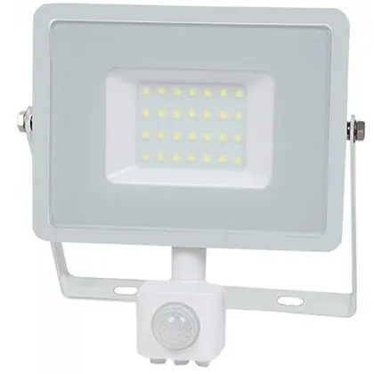 Reflector LED SMD 30W 6400K IP44 cu senzor miscare - alb V-TAC SKU-459