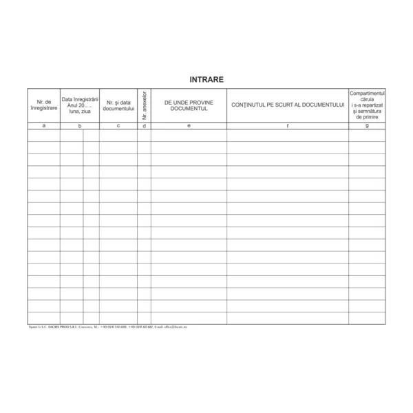 Registru cartonat intrare iesire A4 hartie offset 100 file/carnet Registru cartonat intrare iesire A4 hartie offset 100 file/carnet