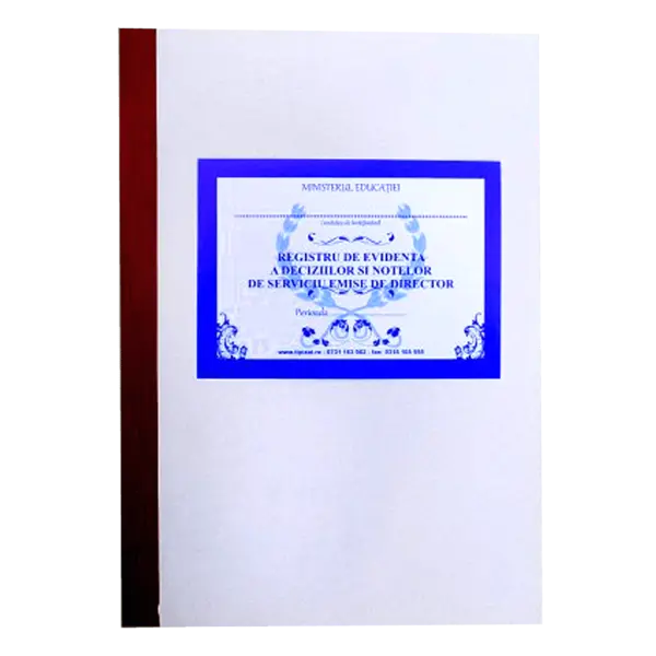 Registru evidență decizii și note de serviciu A4 200 pagini copertă carton gros Registru evidență decizii și note de serviciu A4 200 pagini copertă carton gros