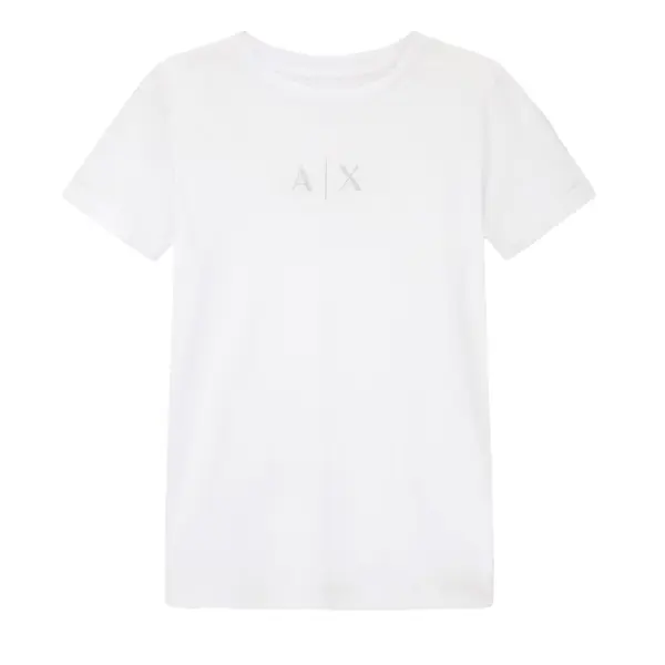 Regular fit t-shirt with glitter logo optic white Xs