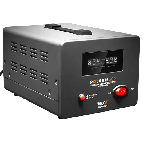 Regulator de tensiune cu servomotor TSY Power, 500VA, tensiune la intrare 150-260V, delay 6-180s AVR-POLARIS-500VA