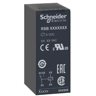 Releu de interfata, Zelio Rsb, 2 C/O, 24VC.C., 8 A Schneider RSB2A080BD