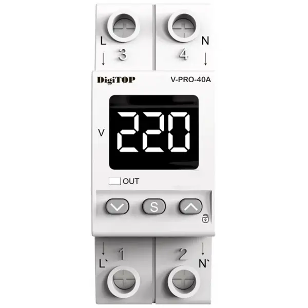 Releu de protectie tensiune monofazata, 40A, monitorizare frecventa Digitop V-PRO 40A / 4820118381398
