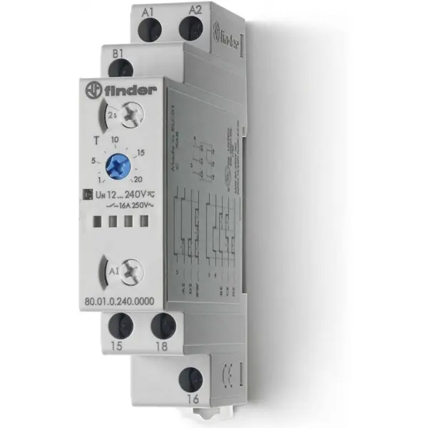 Releu de timp, multi-tensiune, multi-functiune (AI, DI, SW, BE, CE, DE) Finder 80.01.0.240.0000