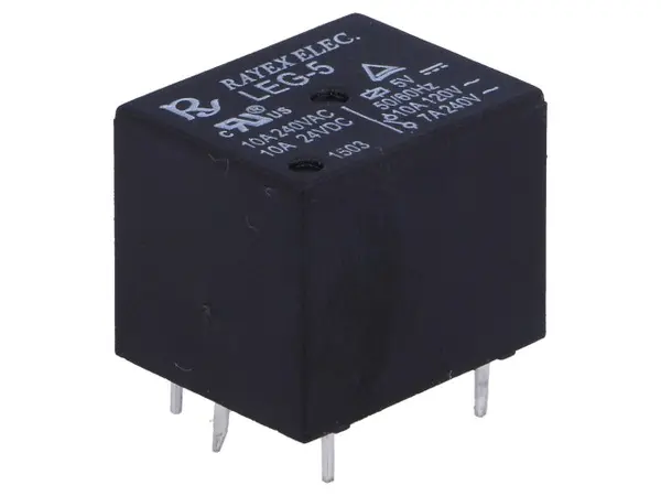 Releu electromagnetic SPDT Ubobină: 5VDC 10A/120VAC 10A/24VDC