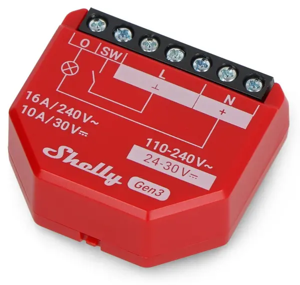 Releu inteligent Shelly - 1PM Gen3, roșu