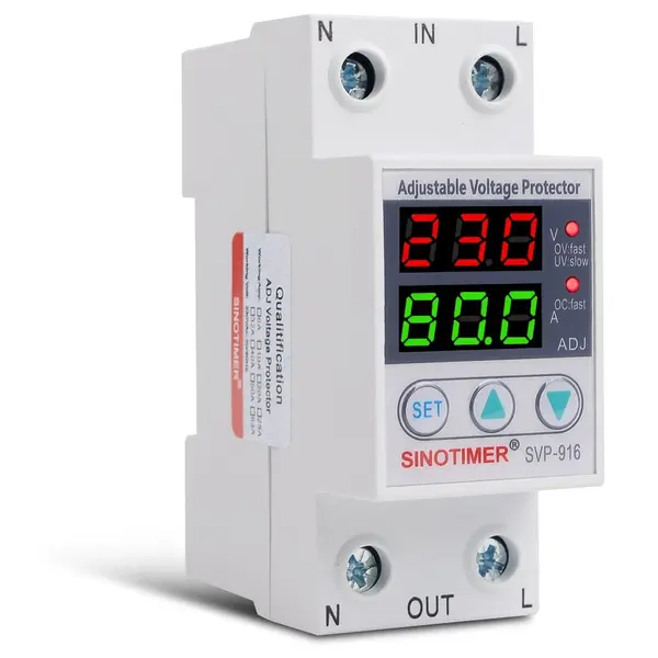 Releu monofazic digital de protectie tensiune, Sinotimer, reglabil intr 1- 80A, , ecran digital LED, SVP-916-80A