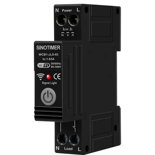 Releu protectie supratensiune, curent, 63A, WiFi Tuya, temporizator, temperatura, contor KWH, diferential, bidirectional SINOTIMER WCB1-JLS-63