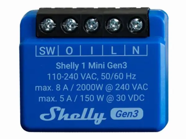 Releu SHELLY 1 MINI GEN3, Wi-Fi, Bluetooth, 1 canal (8A), aplicatie mobila