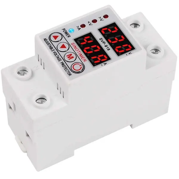 Releu siguranta digitala de protectie tensiune, Sinotimer, 40A, SVP-918-40A, ecran dublu LED, recuperare automata