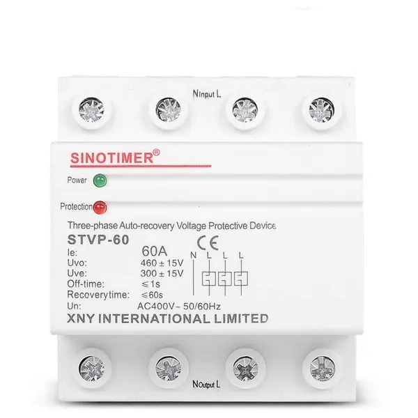 Releu siguranta digitala de protectie tensiune, Sinotimer, 60A, STVP-60, recuperare automata STVP-60A