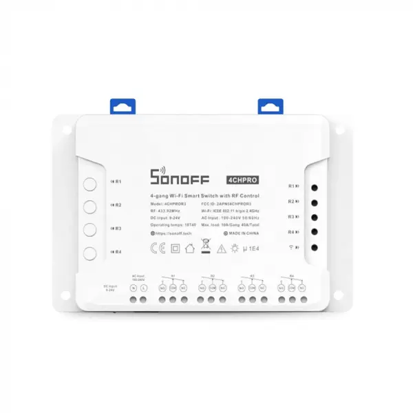 Releu smart cu 4 canale, Wifi 2.4GHz, 40A 8800W, Sonoff 4CHPROR3