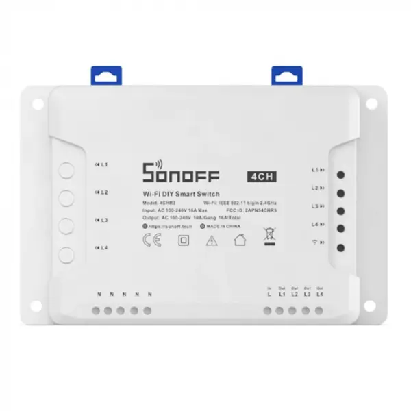Releu Smart, WiFi, 4 canale, 2200W, 10A, Sonoff 4CHR3
