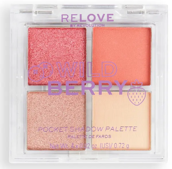 Relove By Revolution Paletă de farduri de ochi Pocket, Wild Berry, 4 culori