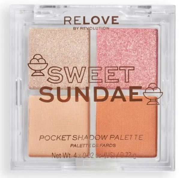 Relove By Revolution Paletă de farduri de pleoape Pocket, Sweet Sundae, 4 culori