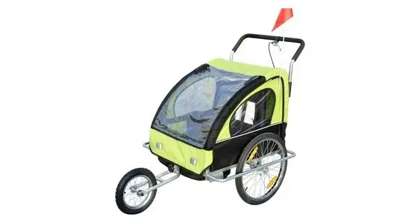 Remorca de bicicleta HOMCOM, verde+negru