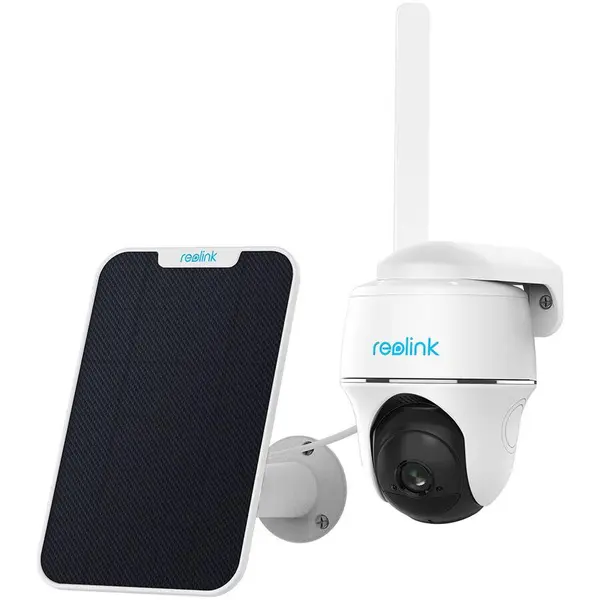 Reolink Camera de supraveghere Reolink Go PT Plus cu panou solar, Pan/Tilt 355°, 4MP, 2K, IR6m, 10X digital zoom, Detectarea persoanelor si a masinilor, Two-Way Audio, baterie 6000mAh, IP64