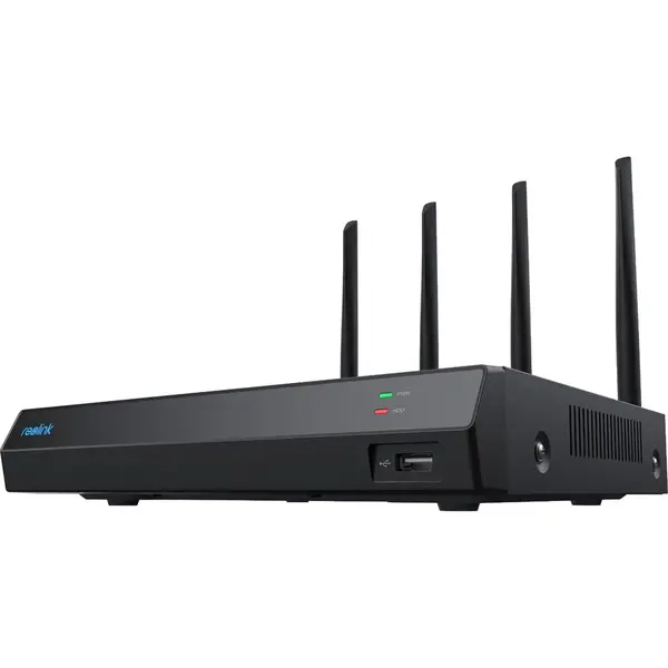 Reolink NVR Reolink NVS12W, Wi‑Fi 6 dual-band, până la 16 camere IP compatibile (PoE sau Wi‑Fi), Negru
