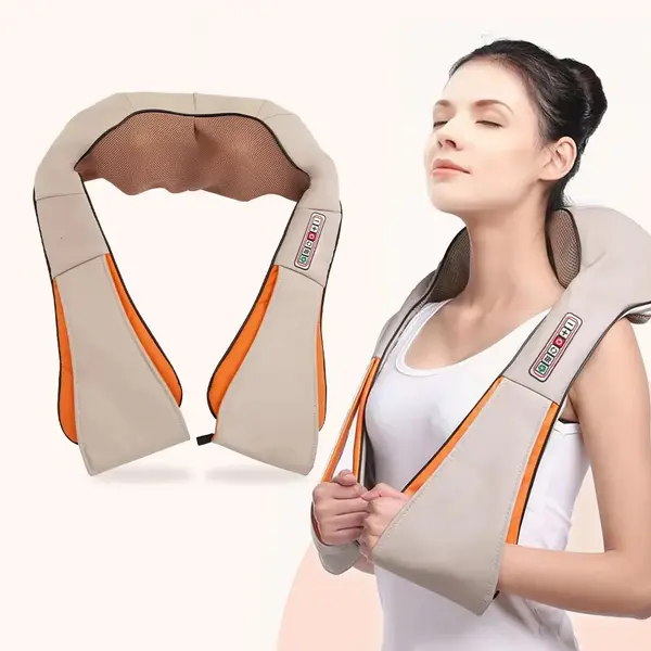 RESIGILAT - Aparat de masaj cervical, cu incalzire, infrarosu si bile, pentru umeri si gat, 24W, piele