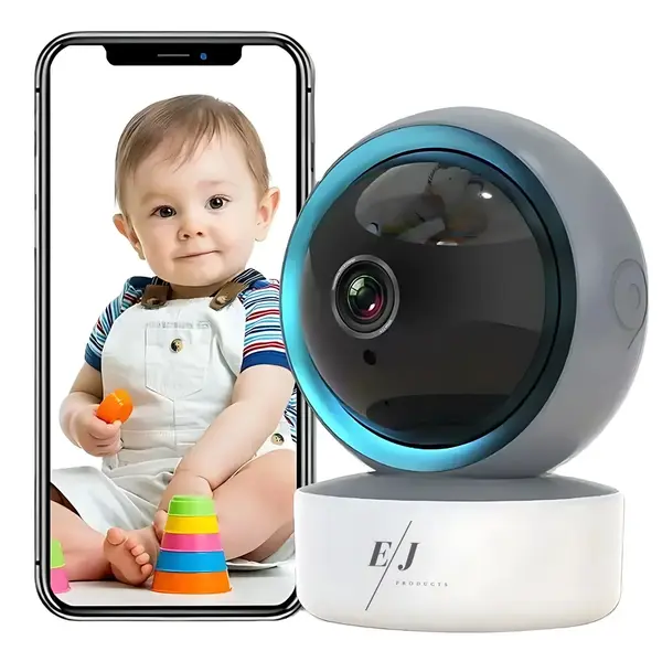 RESIGILAT - Camera video WiFi pentru bebelusi si copii, supraveghere HD, vedere nocturna, rotatie 355°, senzor de miscare, detectare sunet, control vocal, audio bidirectional, alb