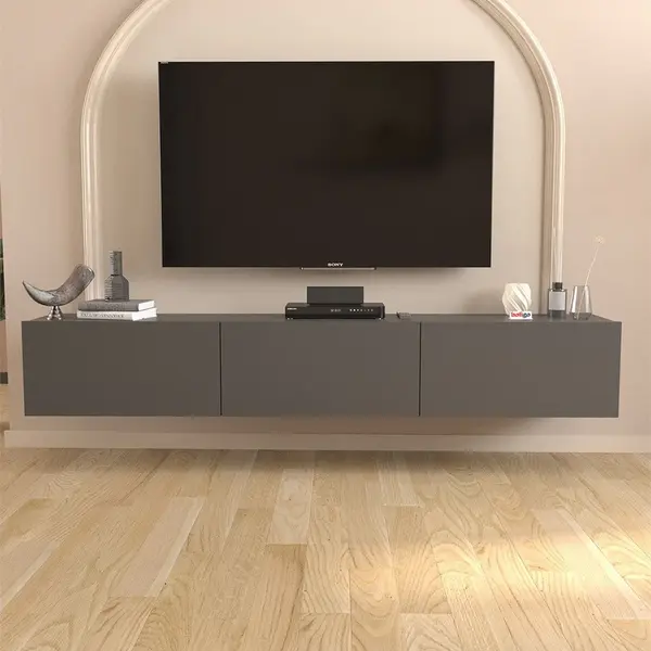 RESIGILAT - Comoda TV Marvel 180 cm, mobilier living, suport televizor mare pana la 75 inch, 2 usi rabatabile cu inchidere lina soft-close, PAL melaminat 18 mm clasa E1, pentru soundbar si consola jocuri