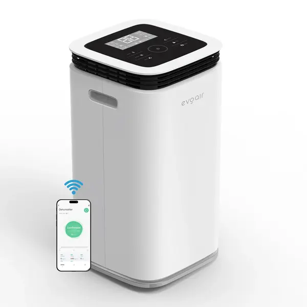 - Resigilat! Dezumidificator Evoair, FlexiDry 12 Smart, 12l/24h, Senzor de Umiditate, Functie Ionizare, Uscare Rufe, Rezervor 2.2l, Alb