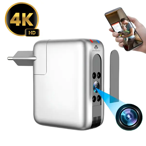 RESIGILAT - Incarcator USB cu camera ascunsa 4K, B22, WIFI 2.4GHz, vedere nocturna, detectarea miscarii, unghi de 166° - Fără