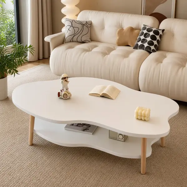 RESIGILAT - Masa de Cafea in Forma de Nor Cloud Table 2 Nivele 100cm Alb Design Modern