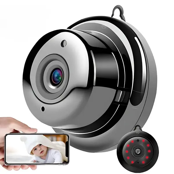 RESIGILAT - Mini camera de supraveghere WiFi 1080P, viziune nocturna, detectie miscare, audio bidirectional, hotspot AP, control prin aplicatie, negru - Fără memorie