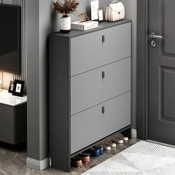 RESIGILAT - Pantofar modern cu 3 Uși – Gri, 50/80 x 17 x 120 cm