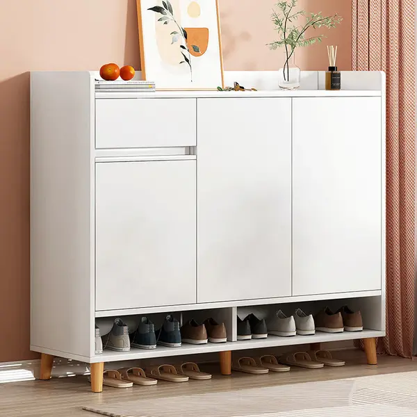 RESIGILAT - Pantofar tip dulap pentru hol, design minimalist, alb/gri