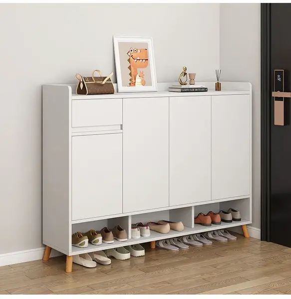 RESIGILAT - Pantofar tip dulap pentru hol, design minimalist, alb/gri