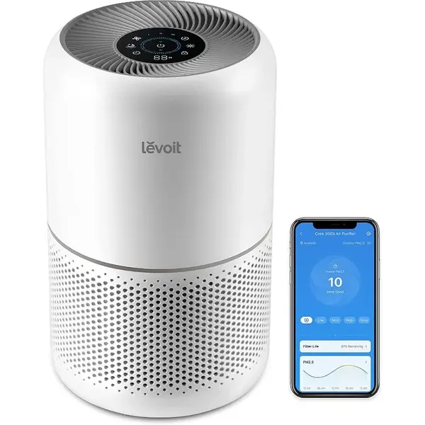 - Resigilat! Purificator de aer Smart Levoit Core 300S Wi-Fi, Filtru 3 in 1 True HEPA, Carbon Activ, Senzor Calitate Aer, Mod Auto, Alexa, Google Home, Panou Comanda Touch Screen, Control Remote, Alb