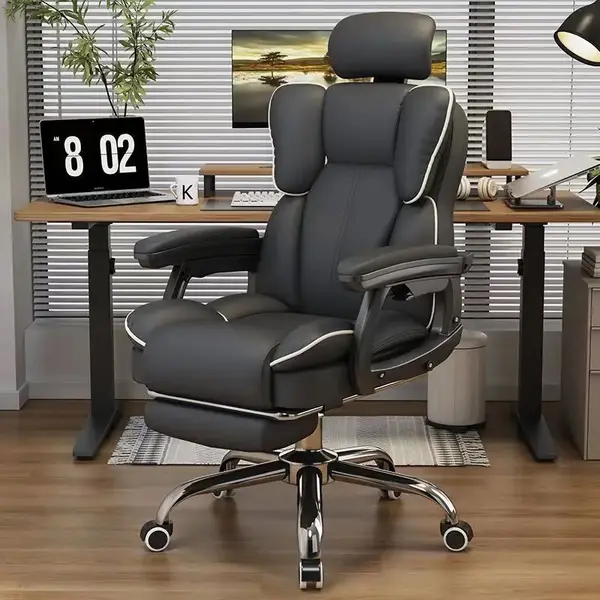 RESIGILAT - Scaun Ergonomic Directorial cu Suport Picioare Rabatabil Piele Ecologica