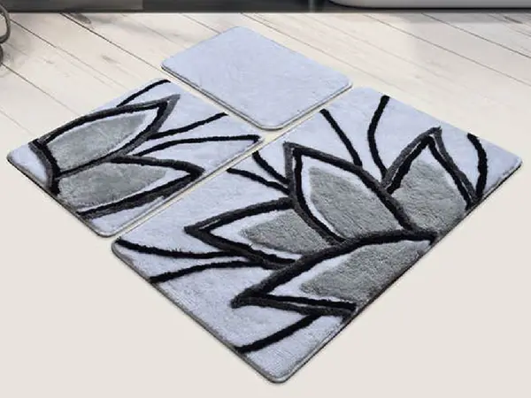RESIGILAT: Set 2 Covorase de Baie Lotus Gri (Acryl)