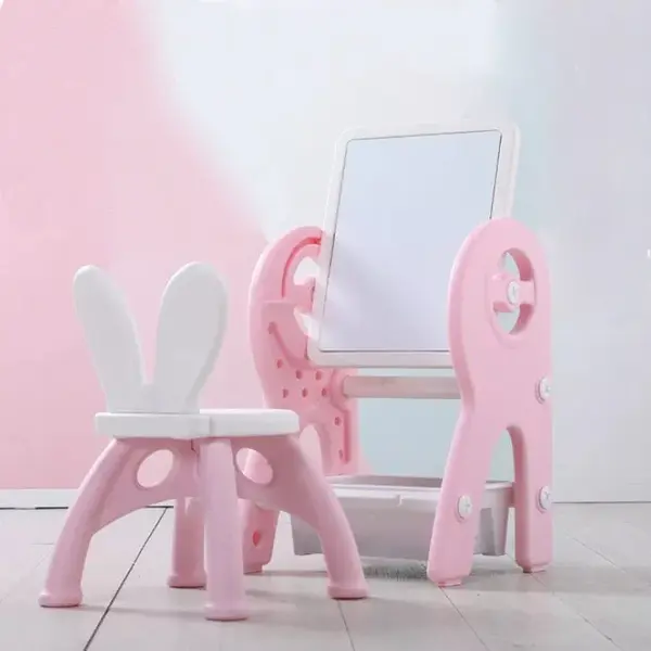RESIGILAT - Set masa si scaun pentru copii, interactiva 2 in 1 cu tabla de scris si masa lego, cu 2 carioci si jucarii lego incluse