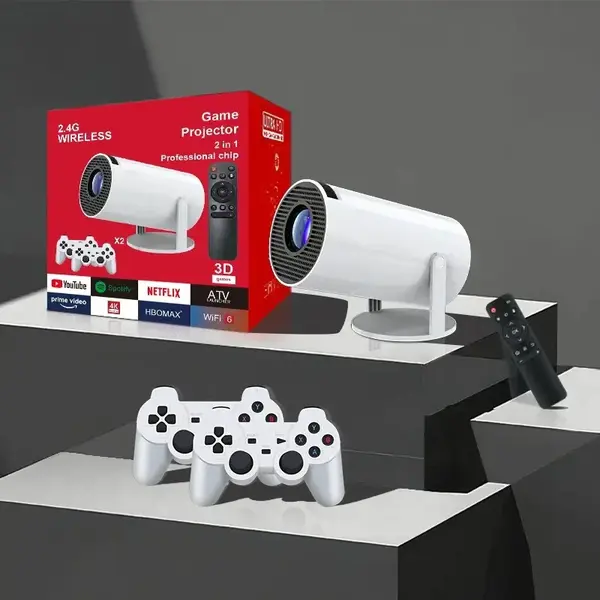 RESIGILAT - Videoproiector smart Magcubic HY300 Pro+ 4K, Android 11, WiFi 6, BT 5.4, Gamepad inclus