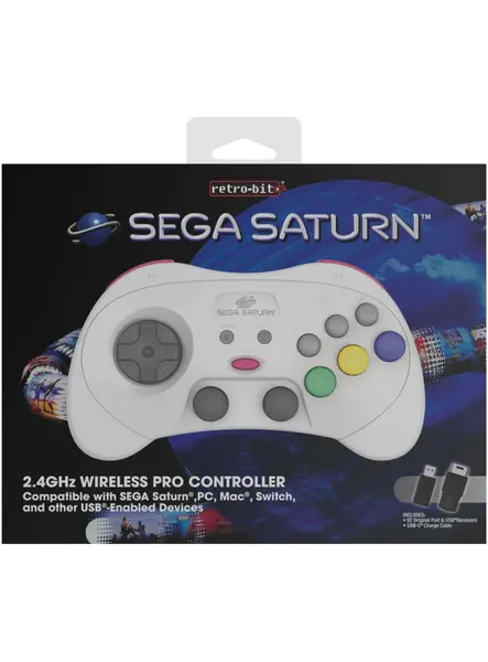 Retro-bit Sega Saturn Pro Controller White