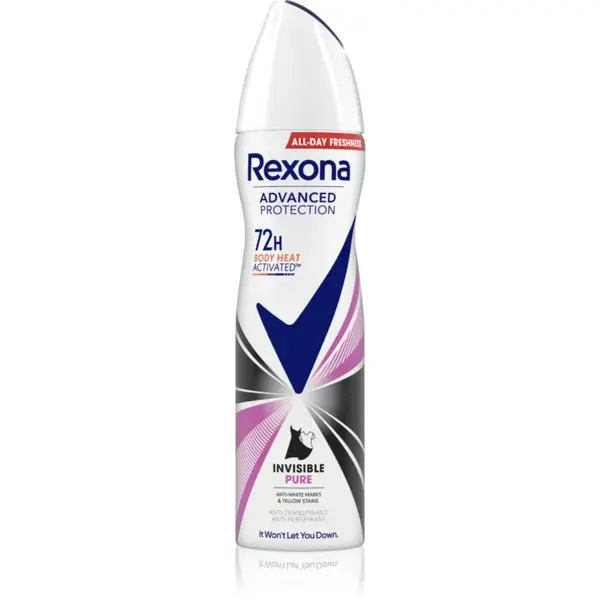 Rexona Advanced Protection Invisible Pure spray anti-perspirant impotriva petelor albe si galbene 150 ml