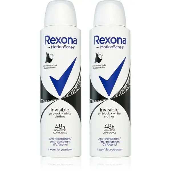Rexona Invisible Black and White spray anti-perspirant impotriva petelor albe si galbene