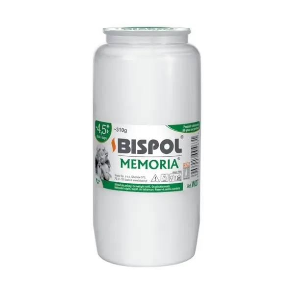 Rezerva Candela Bispol cu Ulei Alb, 100 Ore, Inaltime 14 cm