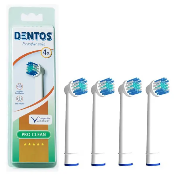 Rezerva compatibila periuta de dinti electrica Oral-B, Dentos Pro Clean, 4 bucati, Alb