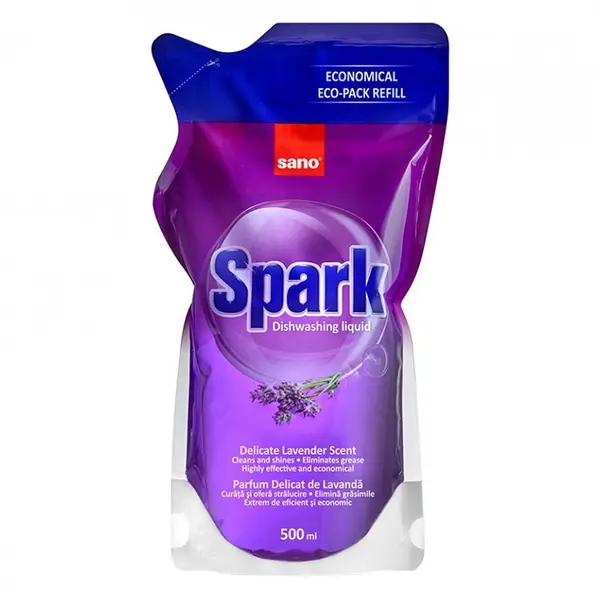 Rezerva Detergent de Vase Sano Spark, cu Lavanda, 500 ml