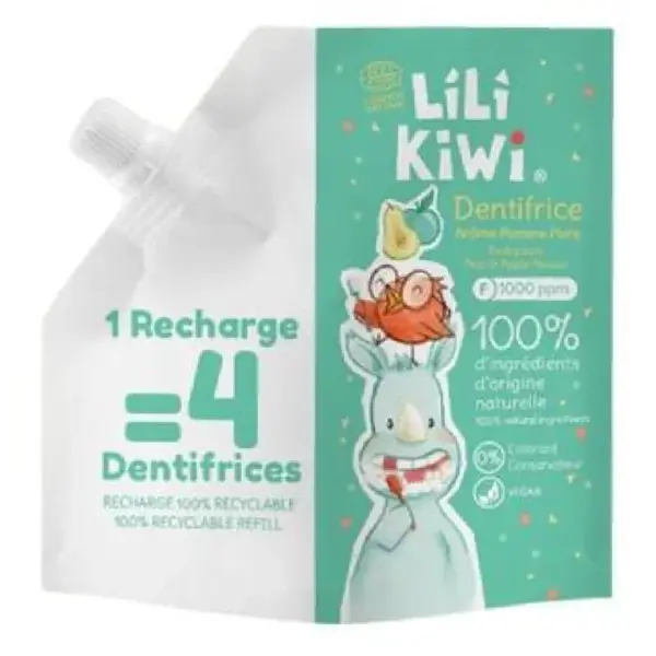 Rezerva Pasta de dinti pentru copii, 3-12 ani, Mar si para, 120 ml, Lilikiwi
