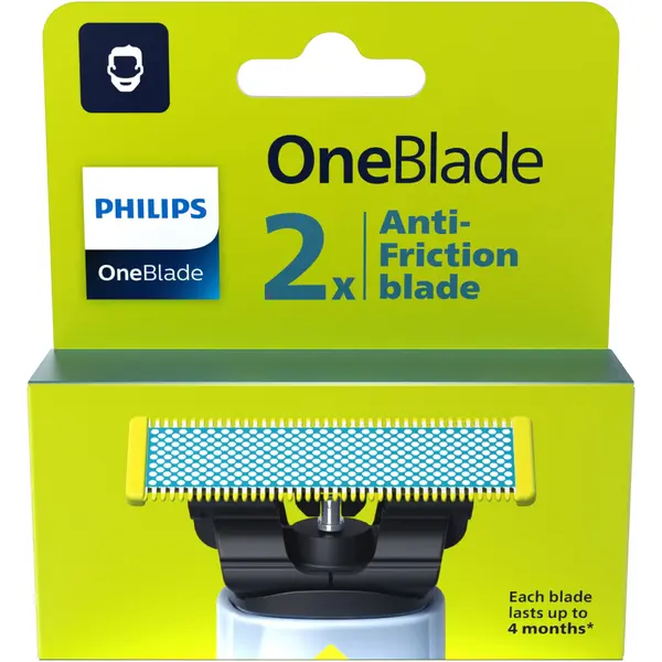 Rezerva PHILIPS OneBlade QP225 50, pentru piele-ultra sensibila, otel inoxidabil, umed si uscat, kit 2 lame, pentru orice model PHILIPS OneBlade si