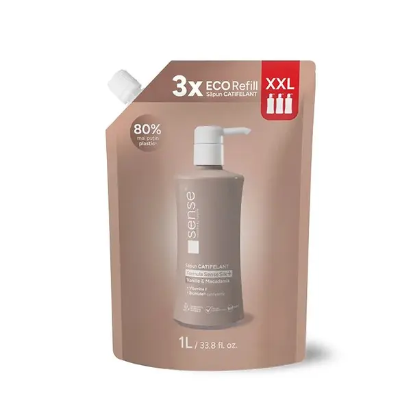 Rezervă săpun lichid pentru mâini SenseSilk+ 1L diverse parfumuri Rezervă săpun lichid pentru mâini SenseSilk+ 1L diverse parfumuri vanilie & macadamia